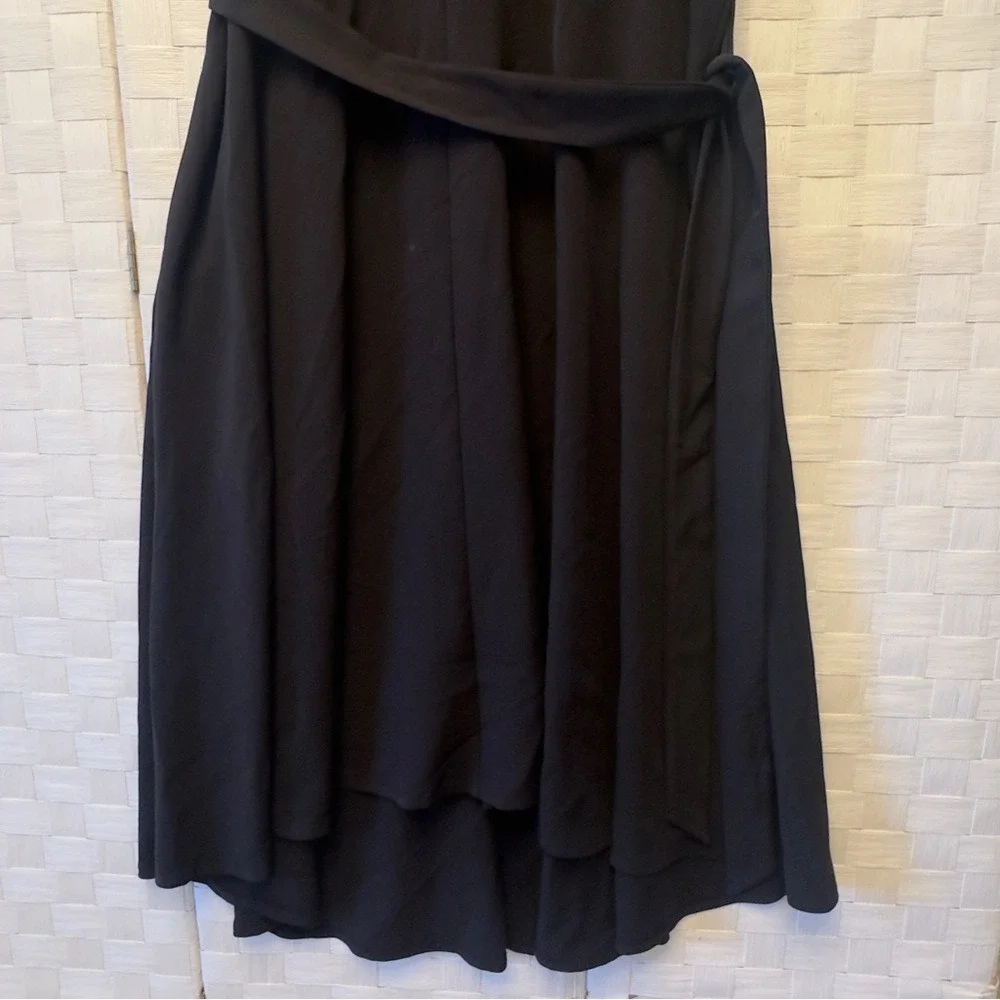 Lane Bryant Black High-Low Midi Dress Plus Size 20 Short Sleeve Tie Waist 584877